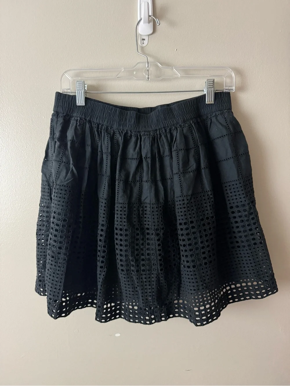 Madewell Black Eyelet A-Line Casual Cotton Skirt  Medium